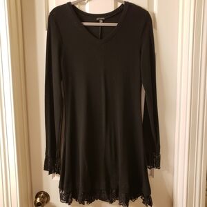 Coco + Carmen Black Long Sleeve Lace Trimmed Dress (S/M)